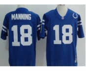 Indianapolis Colts #18 Peyton Manning Blue Short-Sleeved Throwback Jersey