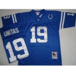 Indianapolis Colts #19 Johnny Unitas Blue Short-Sleeved Throwback Jersey