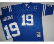 Indianapolis Colts #19 Johnny Unitas Blue Short-Sleeved Throwback Jersey