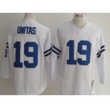 Indianapolis Colts #19 Johnny Unitas White Long-Sleeved Throwback Jersey