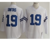 Indianapolis Colts #19 Johnny Unitas White Long-Sleeved Throwback Jersey