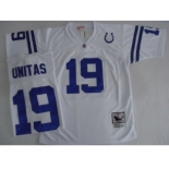 Indianapolis Colts #19 Johnny Unitas White Short-Sleeved Throwback Jersey