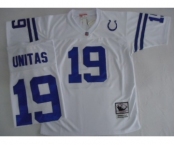 Indianapolis Colts #19 Johnny Unitas White Short-Sleeved Throwback Jersey