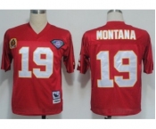 Kansas City Chiefs #19 Joe Montana Red 75TH Throwback Jersey