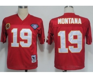 Kansas City Chiefs #19 Joe Montana Red 75TH Throwback Jersey