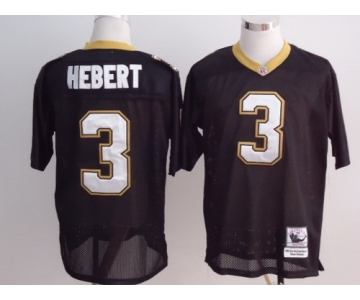 New Orleans Saints #3 Bobby Hebert Black Throwback Jersey