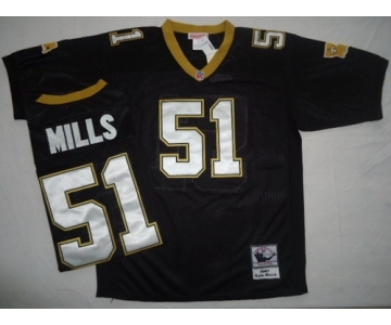 New Orleans Saints #51 Sam Mills Black Throwback Jersey