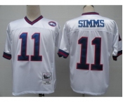 New York Giants #11 Phil Simms White Throwback Jersey