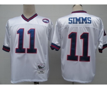 New York Giants #11 Phil Simms White Throwback Jersey