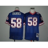 New York Giants #58 Carl Banks Blue Throwback Jersey