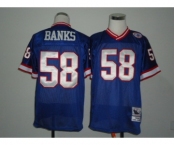 New York Giants #58 Carl Banks Blue Throwback Jersey