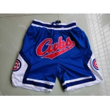 Men's Chicago Cubs JUST DON Basketball Shorts Blue Zipper Pants MLB