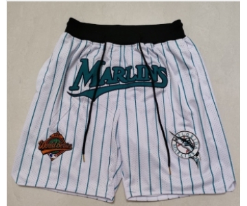 Men's Florida Marlins White Just Don Swingman Shorts