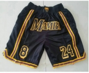 Men's Black Mamba #8 #24 Kobe Bryant Black Just Don Swingman Throwback Shorts