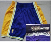 Men's Los Angeles Lakers #24 Kobe Bryant 1996-97 Purple Hardwood Classics Soul Swingman Throwback Shorts