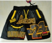 Men's Los Angeles Lakers #24 Kobe Bryant Black Golden Retired Commemorative Soul Swingman Shorts