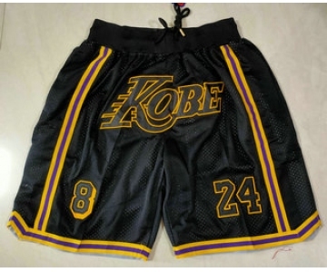 Men's Los Angeles Lakers #8 #24 Kobe Bryant Black Just Don Swingman Throwback Shorts