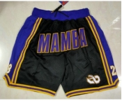 Men's Los Angeles Lakers #8 #24 Kobe Bryant Black Mamba Black Just Don Swingman Throwback Shorts