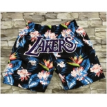 Men's Los Angeles Lakers Ness Floral Fashion Hardwood Classics Soul Swingman Throwback Shorts