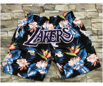 Men's Los Angeles Lakers Ness Floral Fashion Hardwood Classics Soul Swingman Throwback Shorts