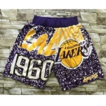 Men's Los Angeles Lakers Purple Big Face Mitchell Ness Hardwood Classics Soul Swingman Throwback Shorts