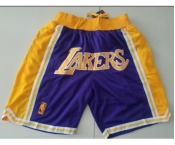 Men's Los Angeles Lakers Purple Yellow With Lakers Nike Swingman Printed NBA Shorts