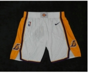 Men's Los Angeles Lakers White 2017-2018 Nike Swingman Stitched NBA Shorts