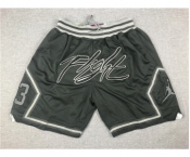 Men's Chicago Bulls #23 Michael Jordan Grey Black Just Don Swingman Throwback Shorts