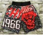 Men's Chicago Bulls Black Big Face Mitchell Ness Hardwood Classics Soul Swingman Throwback Shorts