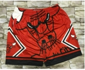 Men's Chicago Bulls Red Big Face Mitchell Ness Hardwood Classics Soul Swingman Throwback Shorts