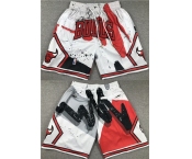 Men's Chicago Bulls White Red Shorts (Run Small) 001