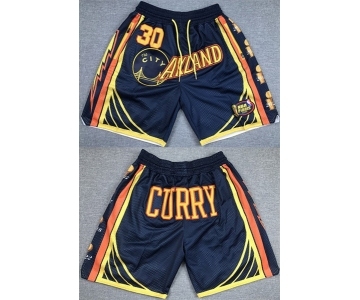 Men's Golden State Warriors #30 Stephen Curry Navy Shorts(Run Small)