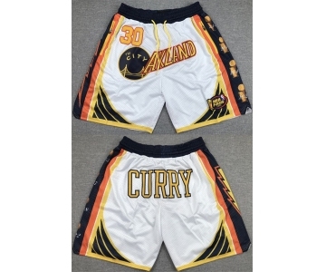 Men's Golden State Warriors #30 Stephen Curry White Shorts(Run Small)