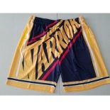 Men's Golden State Warriors Black Big Face Mitchell Ness Hardwood Classics Soul Swingman Throwback Shorts