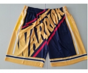 Men's Golden State Warriors Black Big Face Mitchell Ness Hardwood Classics Soul Swingman Throwback Shorts