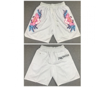 Men Miami Heat White Pink Panther Shorts Run Small