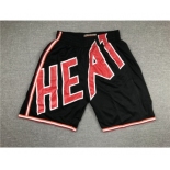 Men's Miami Heat Black Big Face Mitchell Ness Hardwood Classics Soul Swingman Throwback Shorts