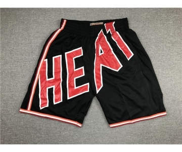 Men's Miami Heat Black Big Face Mitchell Ness Hardwood Classics Soul Swingman Throwback Shorts