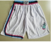 Men's Miami Heat White 2017-2018 Stitched City Edition Shorts