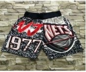 Men's Brooklyn Nets Black Big Face Mitchell Ness Hardwood Classics Soul Swingman Throwback Shorts