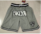 Men's Brooklyn Nets Grey Just Don Swingman Throwback Shorts