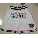 Men's Brooklyn Nets White Just Don Swingman Throwback Shorts