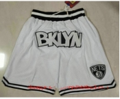 Men's Brooklyn Nets White Just Don Swingman Throwback Shorts