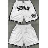 Men's Brooklyn Nets White Shorts (Run Small)