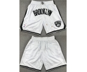 Men's Brooklyn Nets White Shorts (Run Small)