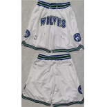 Men's Minnesota Timberwolves White Shorts (Run Small)