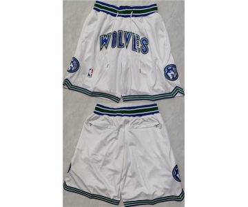 Men's Minnesota Timberwolves White Shorts (Run Small)