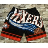 Men's Philadelphia 76ers Black Big Face Mitchell Ness Hardwood Classics Soul Swingman Throwback Shorts