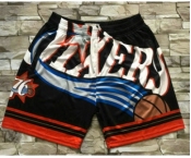 Men's Philadelphia 76ers Black Big Face Mitchell Ness Hardwood Classics Soul Swingman Throwback Shorts