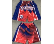 Men's Philadelphia 76ers Red Blue Shorts (Run Small)